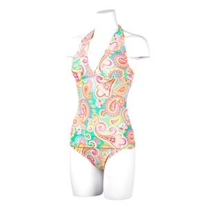Women's Paisley Halter Tankini Bikini Swimsuit S
